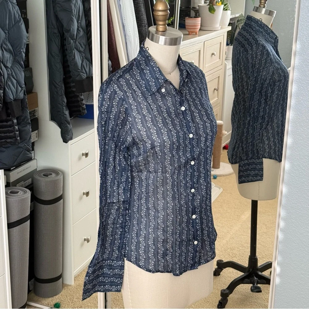 J. Crew Navy White Shirt Size: 0